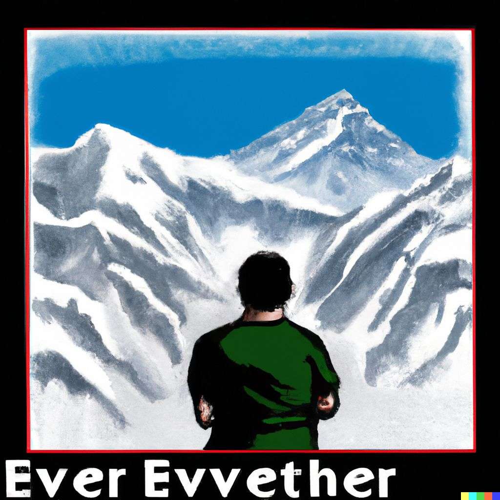 someone gazing at Mount Everest, book cover art